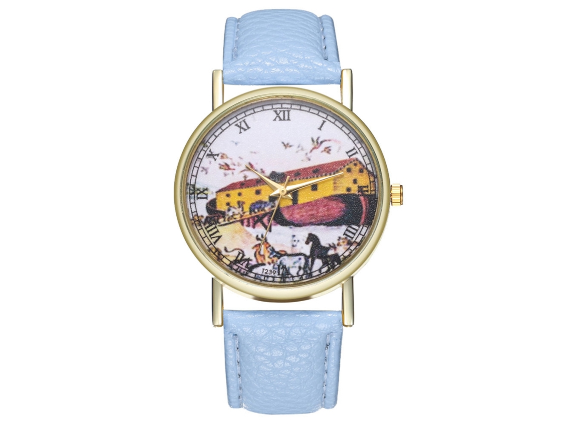 Reloj De Pulsera Analógico De Cuarzo Unisex Zhoulianfa Con Pantalla Redonda Azul Claro.