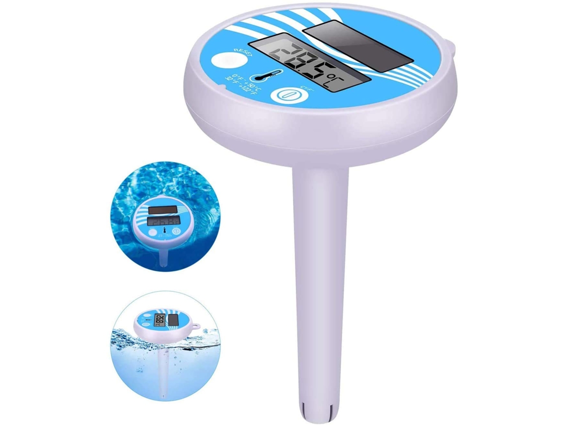 Termómetro solar digital flotante para piscinas al aire libre. El panel solar de alta eficiencia garantiza lecturas precisas del sensor de temperatura en P