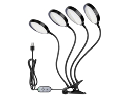 Lámpara de cultivo de sobremesa USB 2026 con 312 LED de espectro completo, diseño con clip, 5 niveles de luz ajustables y temporizador de 4/8/12 horas.