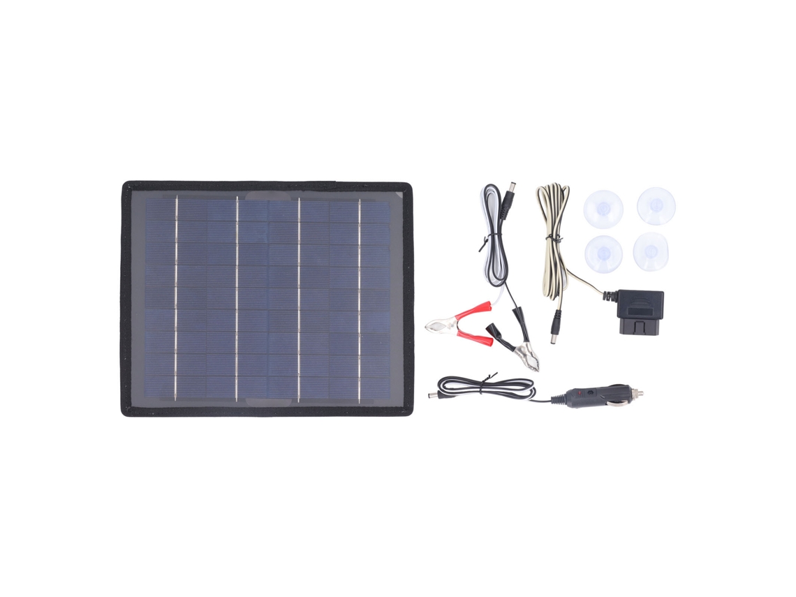 Cargador Solar De Baterías Para Coche Con Conector Obd Y Cable De Sujeción De Batería Antipérdida.
