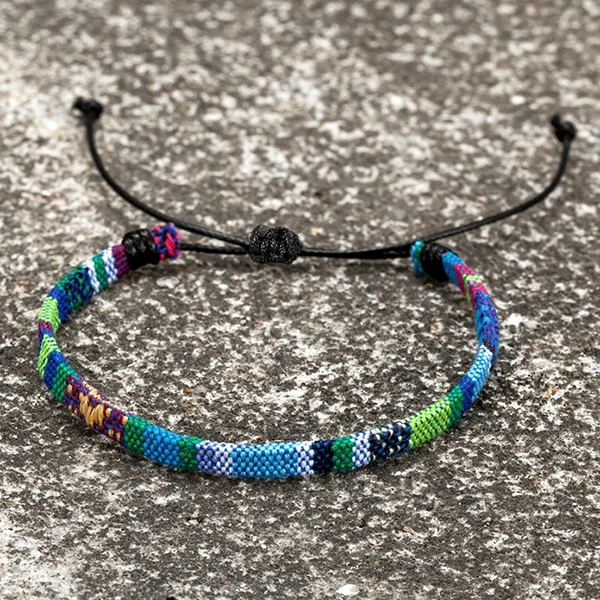 Pulseras De Pareja Hechas A Mano De Estilo Bohemio, Pulseras Ajustables Con Cuentas Y Tejido.