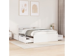 Estructura De Cama Sin Colchón Madera Maciza Blanca 120x190 Cm