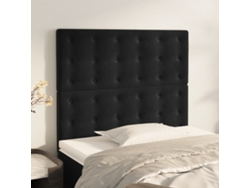 Cabeceros 2 Unidades De Terciopelo Negro 100x5x78/88 Cm