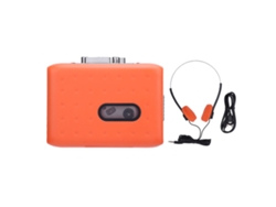 Reproductor/grabador De Casetes Portátil Usb C Con Convertidor A Mp3, Micrófono Y Conector Para Auriculares - Naranja