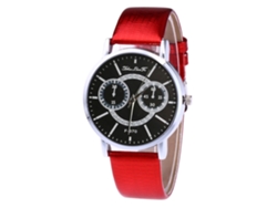Reloj De Pareja Con Correa Pu Dial Redondo Analógico De Cuarzo Rojo Zhoulianfa