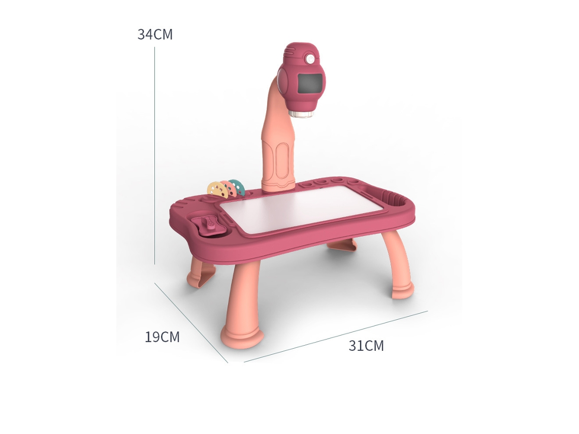 Mesa de Desenho de Projetor Inteligente Infantil Brinquedos Educativos Rosa 