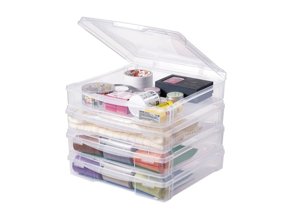 Cajas apilables Vevor para guardar papel de scrapbooking, 4 unidades, esquinas redondeadas, doble cierre