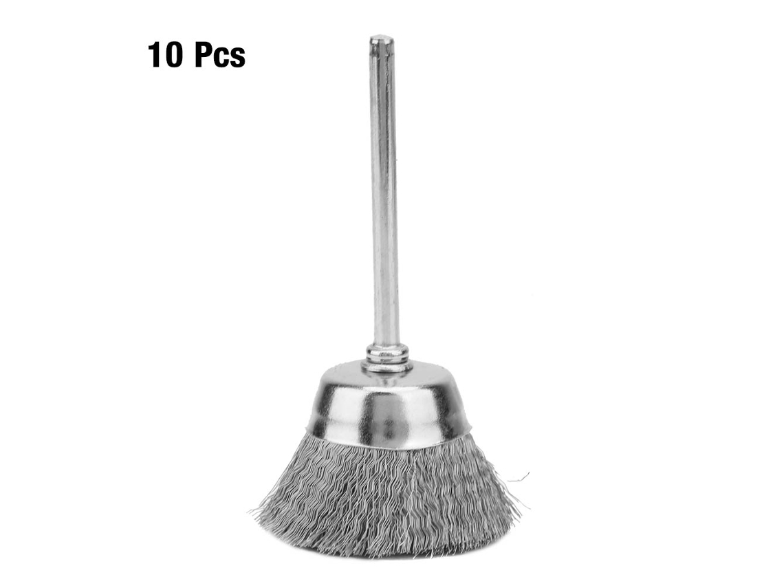 10 Cepillos De Pulido De Acero, Tipo Copa, Cabezal Profundo (3*25 Mm)