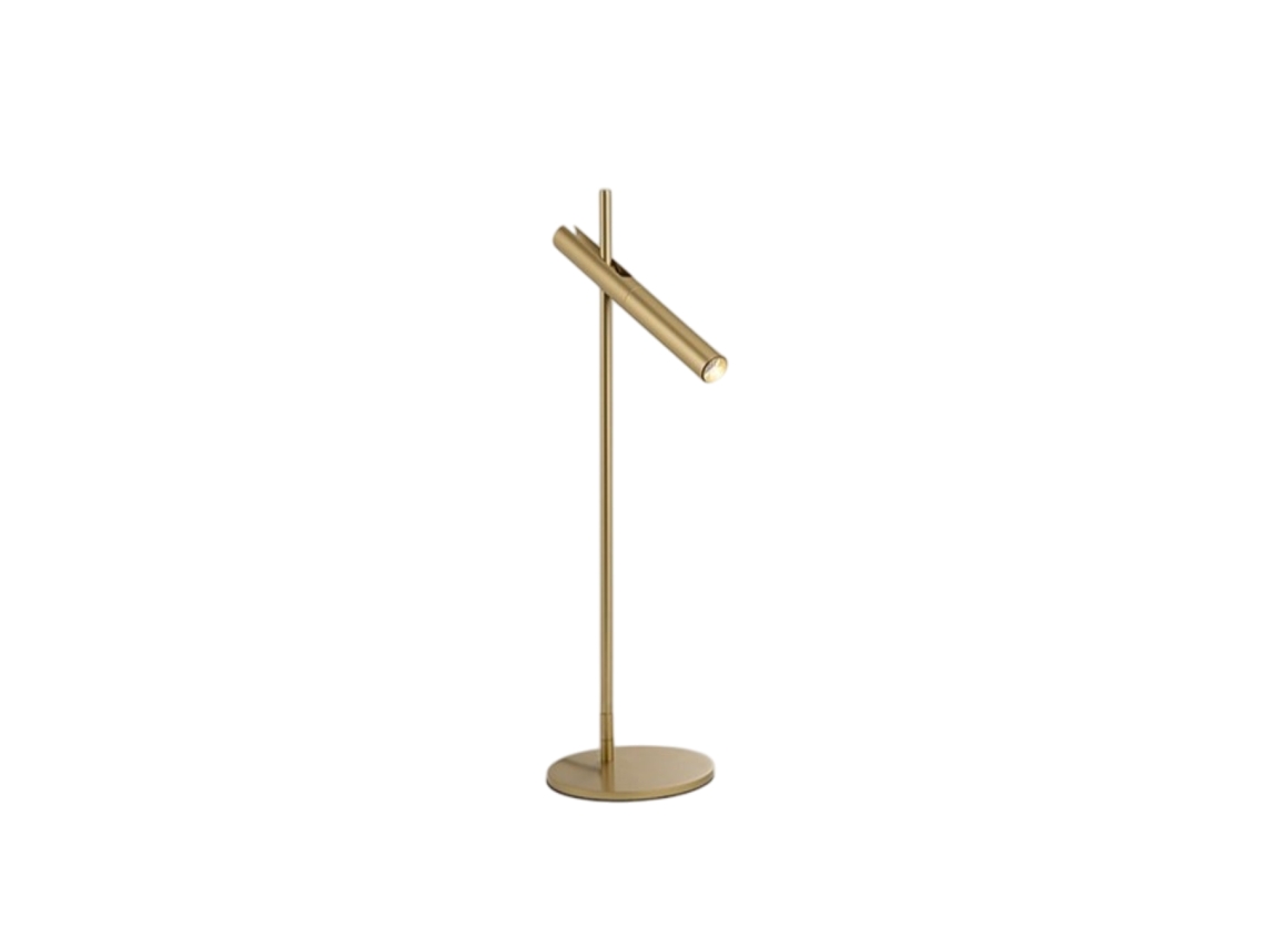 Lámpara de mesa Sniper Metal, color dorado, cabezal ajustable, 57 cm de altura, 6 W, regulable, 3000 K, 480 lúmenes, Perenz