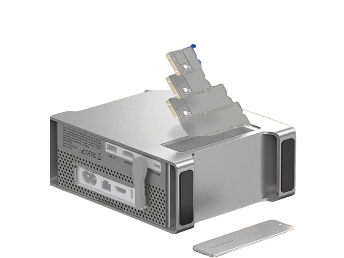 Caja SSD NVMe M.2 para Mac Mini M4 Hub USB-C 9 en 1 10 Gbps HDMI 4K 60 Hz PD 100 W 8 TB