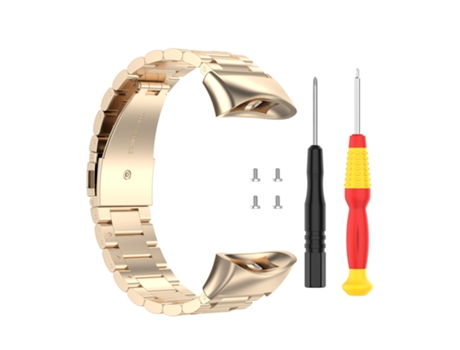 Correa de reloj inteligente para Garmin Forerunner 45/45S/Swim 2 Correa de reloj universal de tres cuentas de acero inoxidable (oro champán)