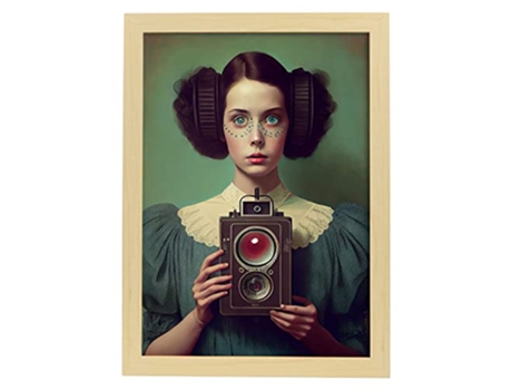 NACNIC Poster Selfie Antiguo En Estilo Surrealismo Cinematográfico Ilustraciones Y Grabados De Historieta Abstracta Y Artística A3 Marcos Madera