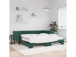 Sofá Cama Nido Con Colchón Terciopelo Verde Oscuro 100x200 Cm