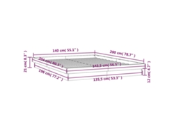 vidaXL Estructura de cama con luces LED madera maciza 140x200 cm