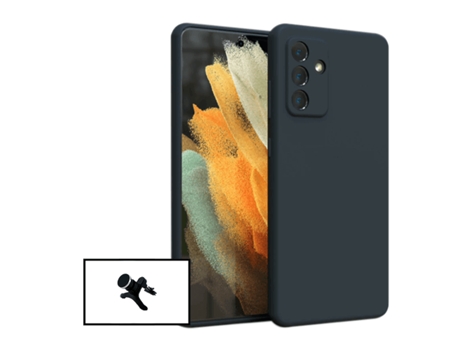 Kit Soporte Magnético Reforzado de Coche y Funda Silicona Liquida Samsung Galaxy M52 5G PHONECARE Negro