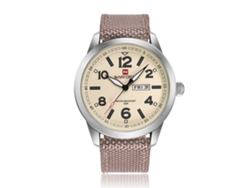 Reloj De Cuarzo Para Hombre Con Correa De Nailon, Resistente Al Agua Hasta 30 M Y Calendario (blanco Y Amarillo).