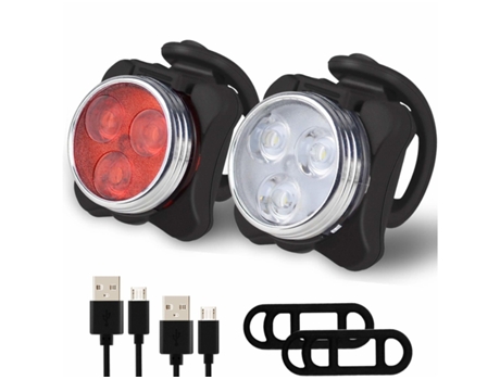 Juego de luces de bicicleta Luz de bicicleta recargable por USB Luz de bicicleta de montaña impermeable súper brillante ENZONS negro-negro