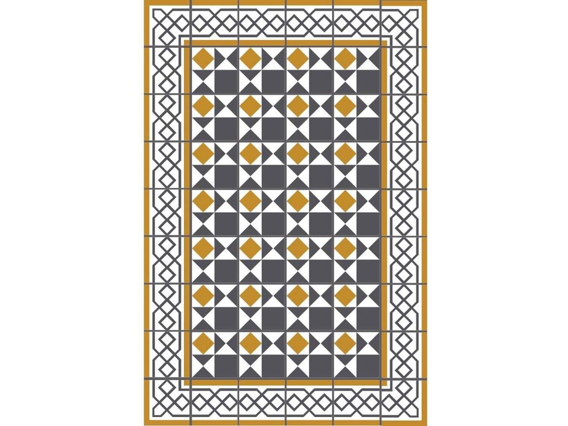 Alfombra OEDIM Mosaico de Azulejos 2 (Naranja y Gris - 80x200cm - Vinilo)