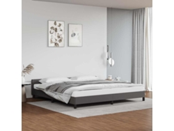 Estructura De Cama Con Cabecero Sin Colchón Gris 200x200 Cm
