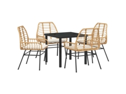 Juego de comedor de jardín de 5 piezas de mimbre marrón EXCLUSIVO DE LA CASA