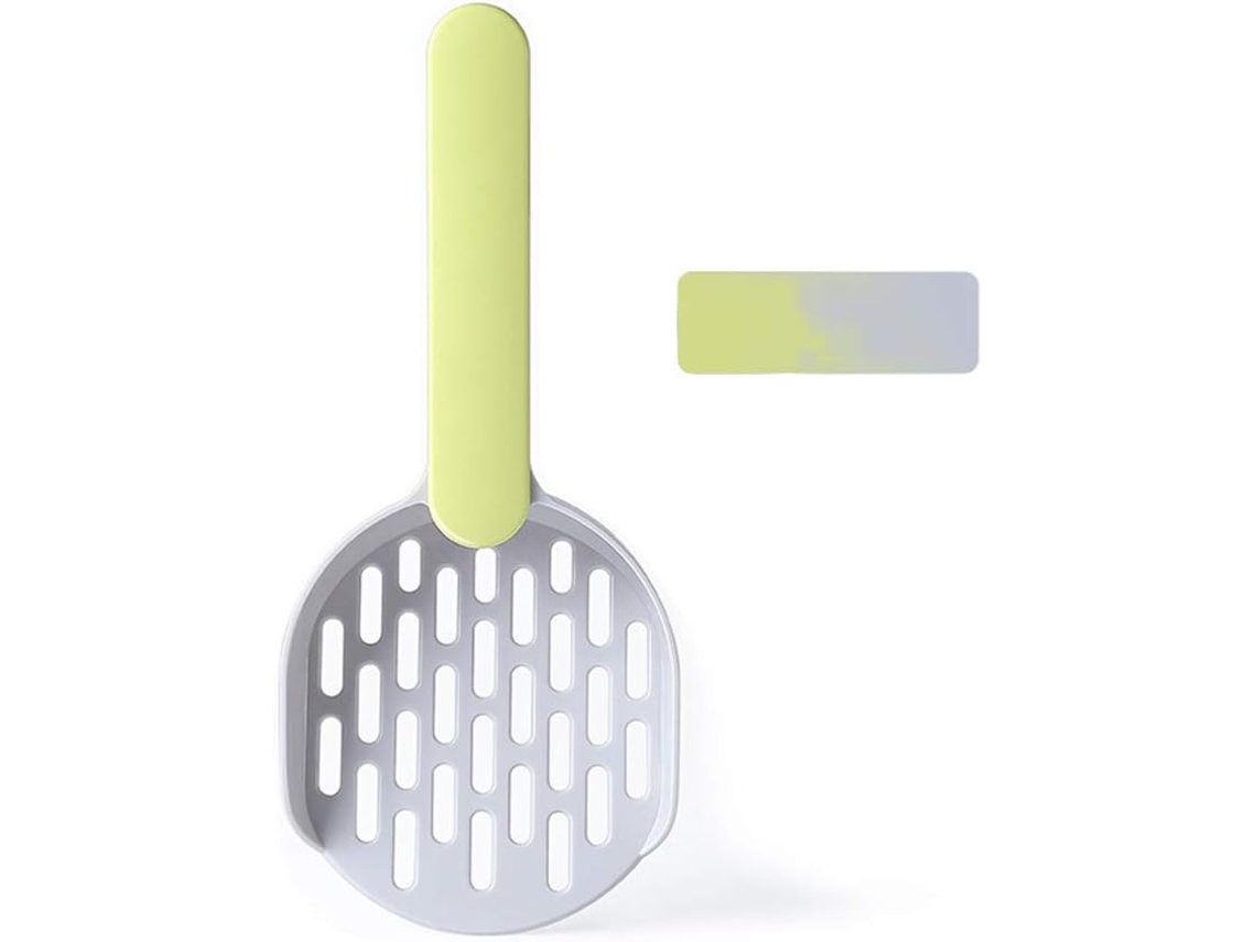 Pala para arena de gatos con bolsa de residuos oculta, pala de plástico ABS antibacteriano para gatos y perros (verde)