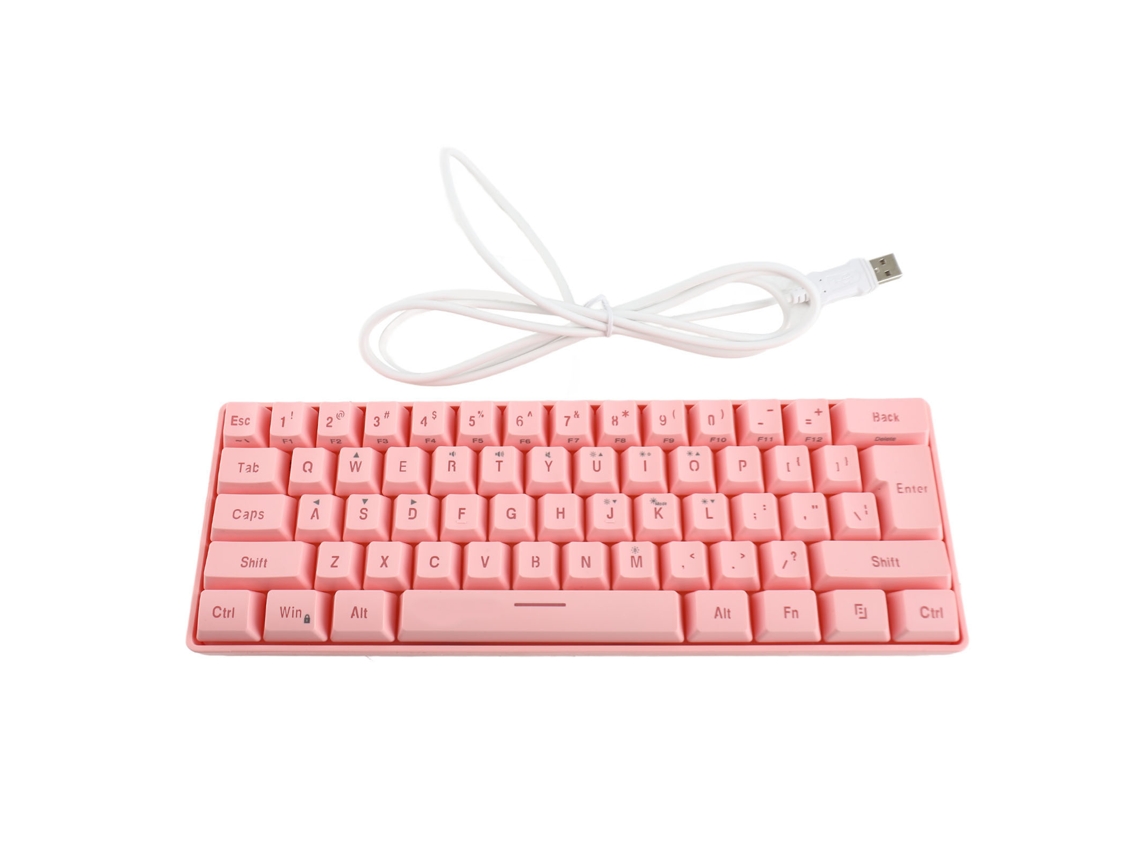 Teclado mecánico para juegos Baoj-2026 RGB de 61 teclas iluminadas en rosa con teclado USB