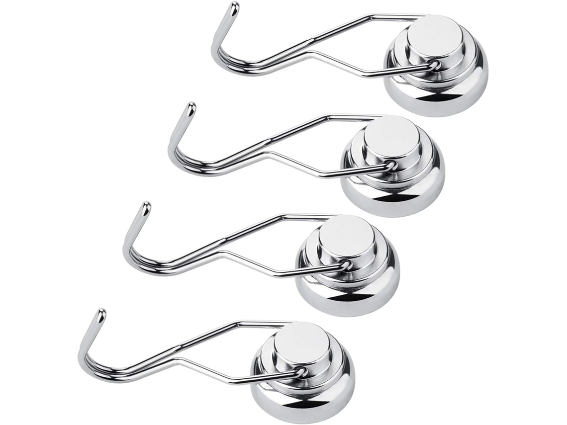 VVJIJILLY Ganchos Magnéticos Rotativos, 30lb, Para Uso Em Casa, Cozinha E Escritório, Pack Com 4.