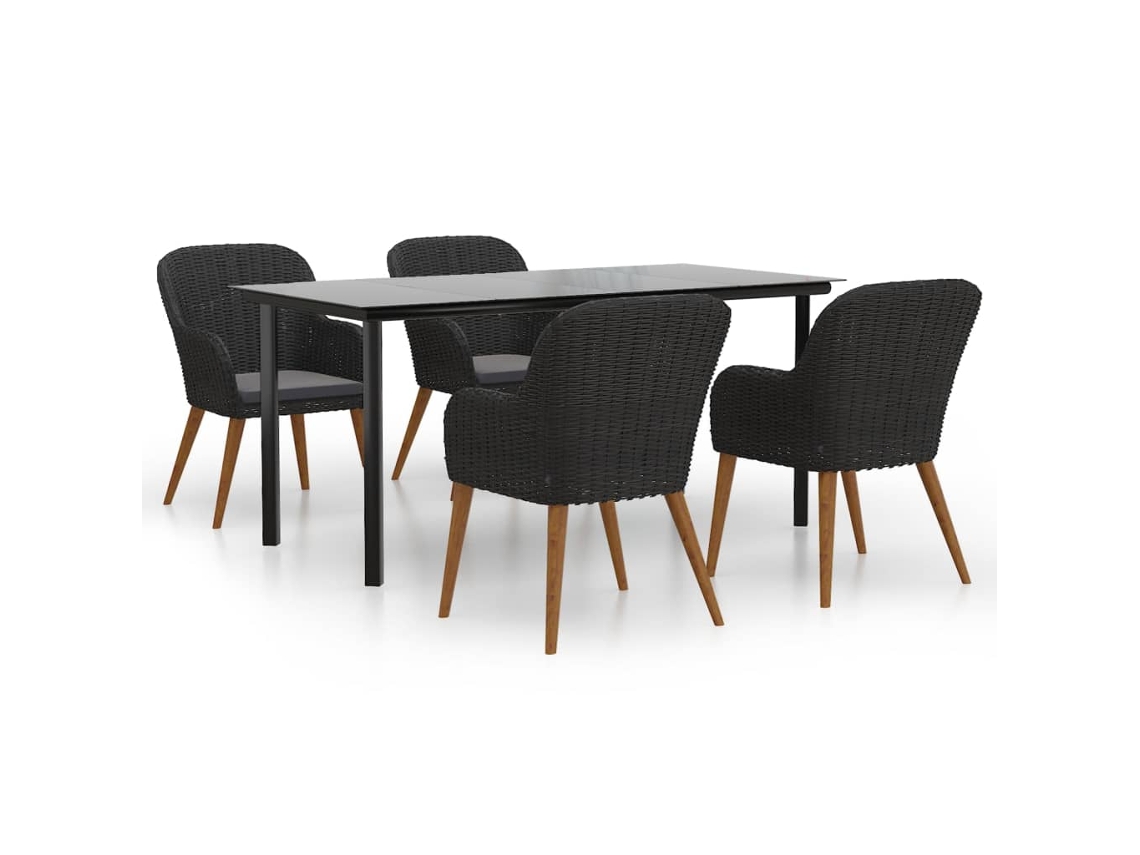 Maison Exclusive - Juego De Comedor De Jardín 5 Piezas Con Cojines Negro
