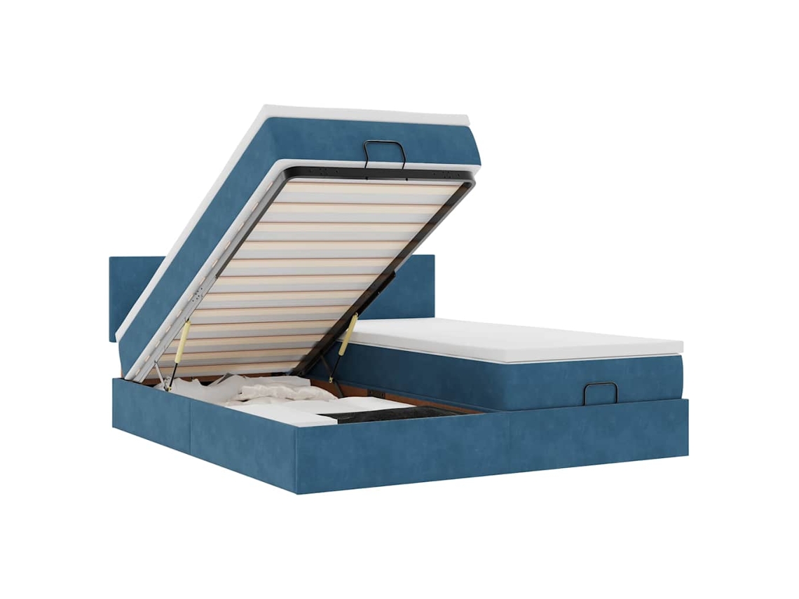 Maison Exclusive - Estructura De Cama Otomana Colchones Terciopelo Azul Oscuro