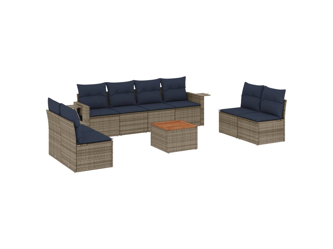 Maison Exclusive - Conjunto De Sofá De Jardín De 9 Piezas Con Cojines, Poliratán Gris