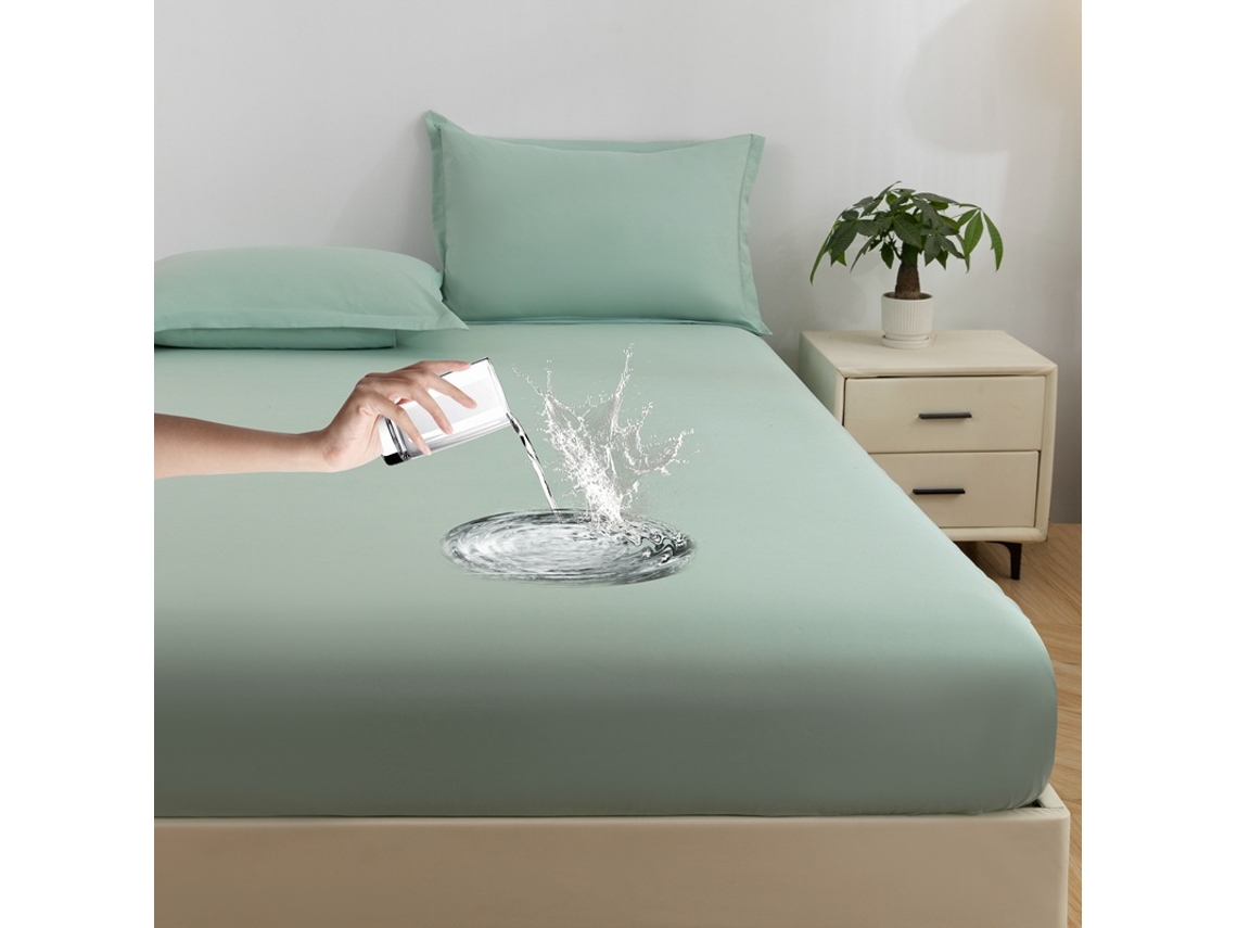 Protector De Colchón Impermeable Czhhmart 200cm X 220cm (con Dos Fundas De Almohada) Verde Claro