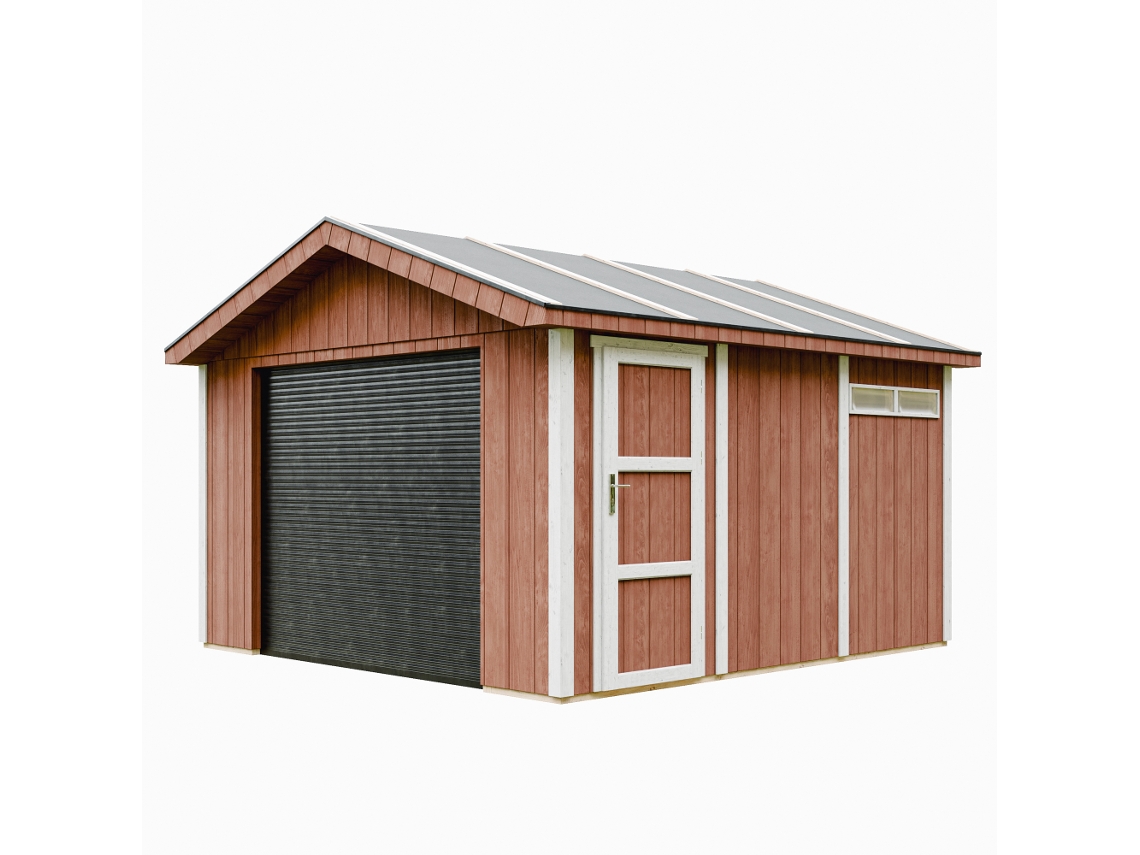 Garagem De Qualidade Premium 13 M² C378 X C412 Cm Timbela M990b Redwood Red