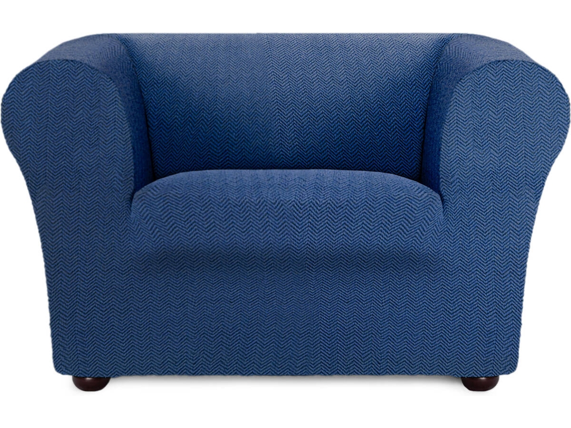 Funda de Sillón EYSA Chester/Klippan Premium Jaz Tejido Multielástico (130 x 110 x 100 cm - Poliéster y Algodón - Azul)