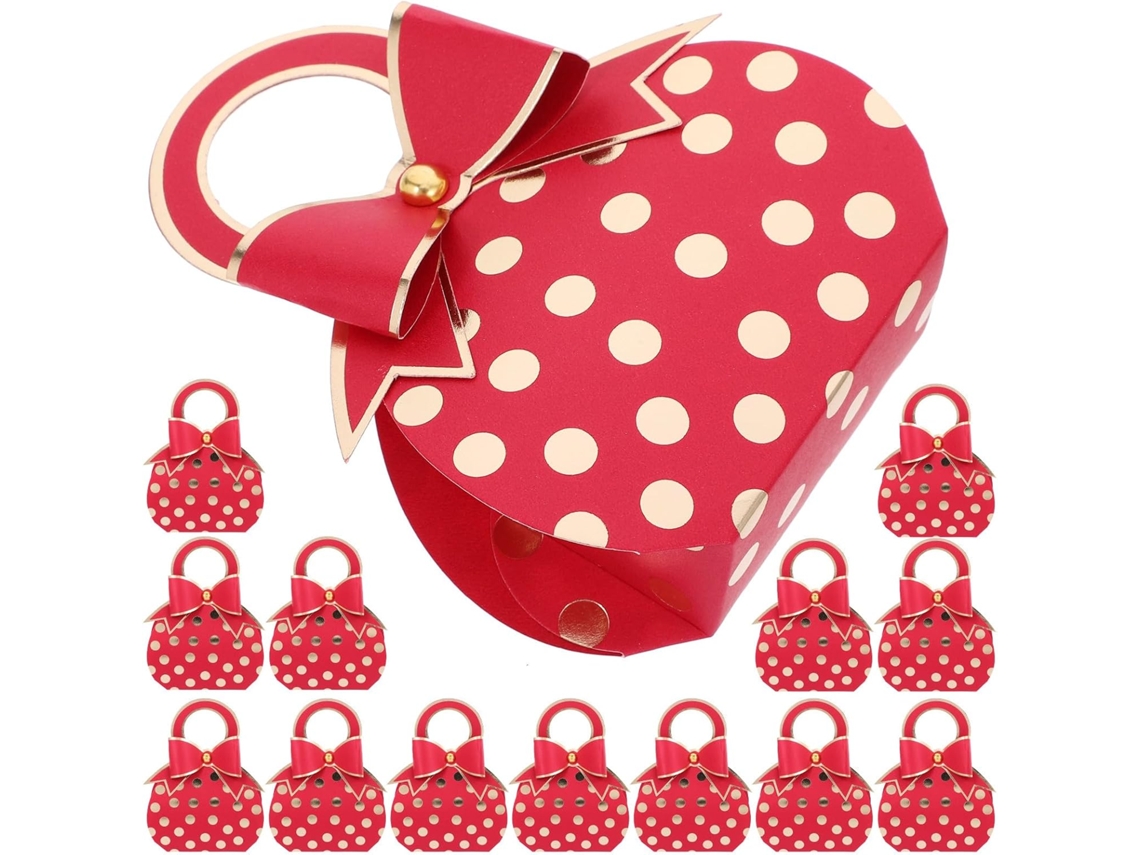 Caixas De Doces Para Conjunto De 50 Unidades Em Papel Vermelho, Com Laço Feito À Mão.