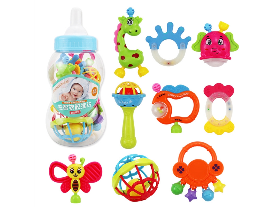 Rebe-9 Peças De Brinquedos De Morder Para Bebês, Sinos E Dentes, Brinquedos De Agarre Educativos Para Recém-nascidos, Presentes Para Meninos E Meninas