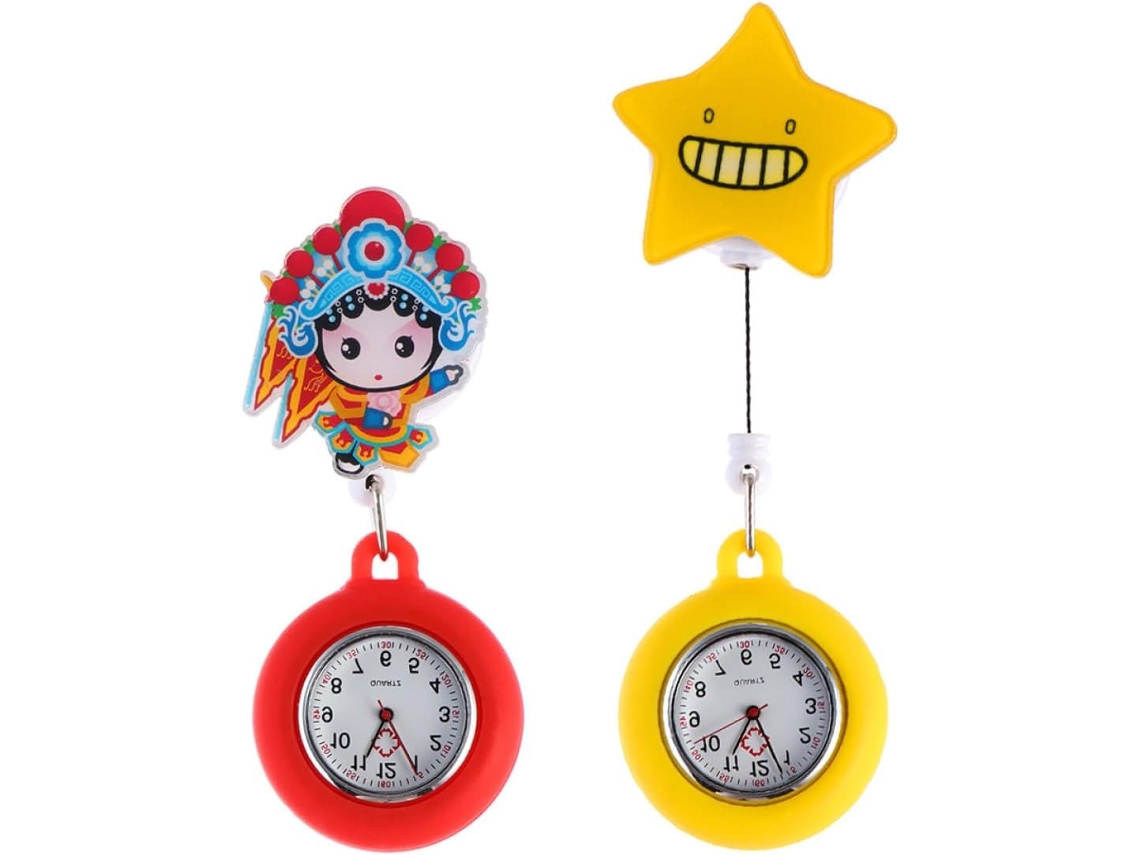 Juego 2 Relojes Bolsillo Retráctiles Enfermeras Diseño Sencillo Delicado Accesorio Monitorización