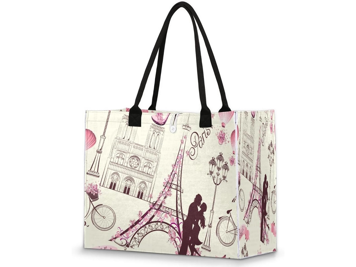 Bolso Grande Romántico Forma Torre Eiffel París Para Mujeres Niñas Bolso Hombro Compras Trabajo Gimnasio Or