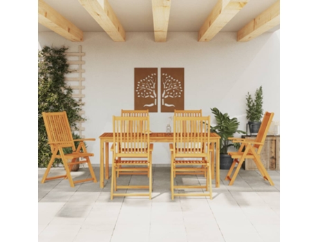 Conjunto 7 de comedor para jardín VIDAXL madera maciza acacia