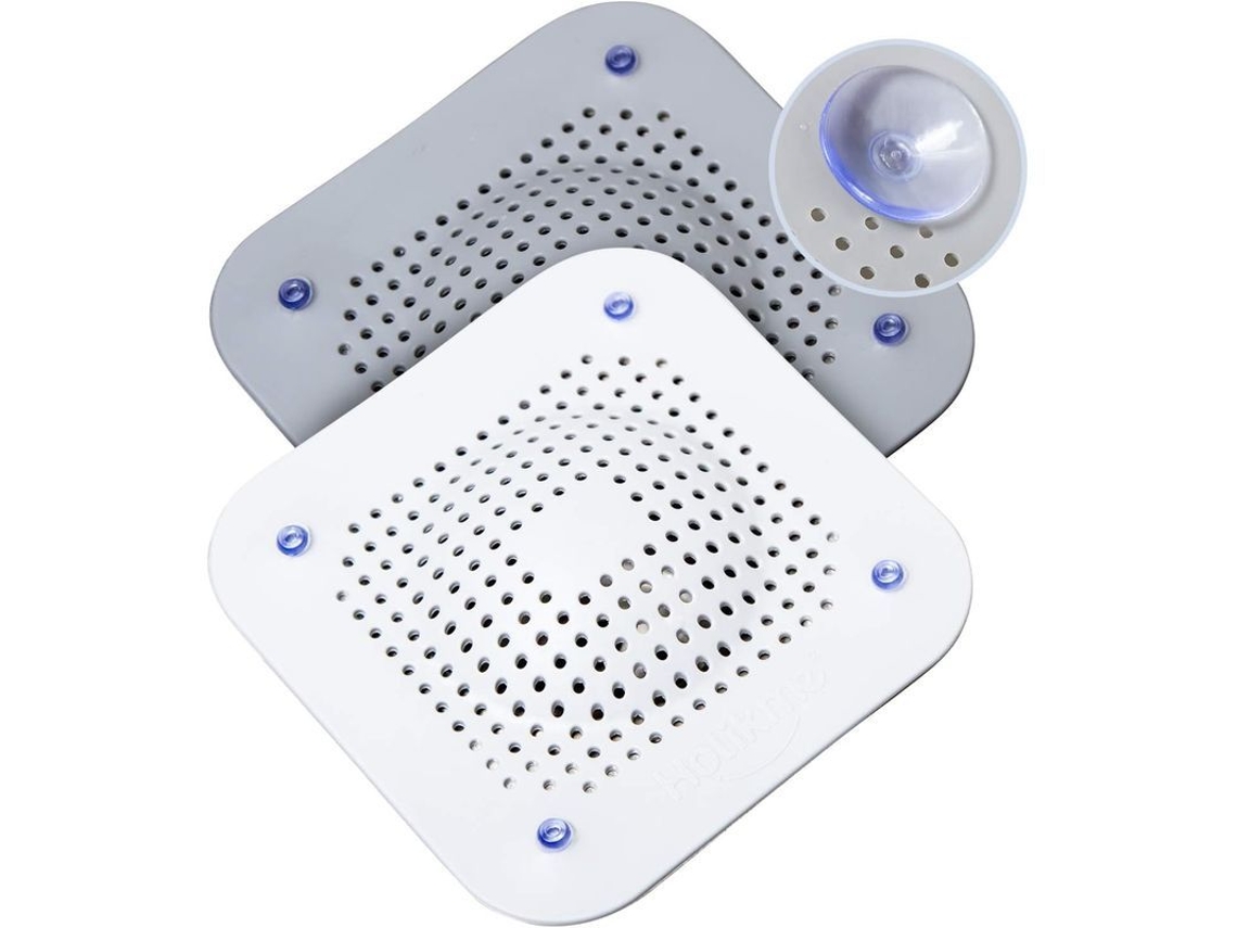 2026-cazador De Pelo Para Desagüe De Ducha, 2 Piezas Protector De Desagüe De Silicona Con Ventosas, Gris/blanco