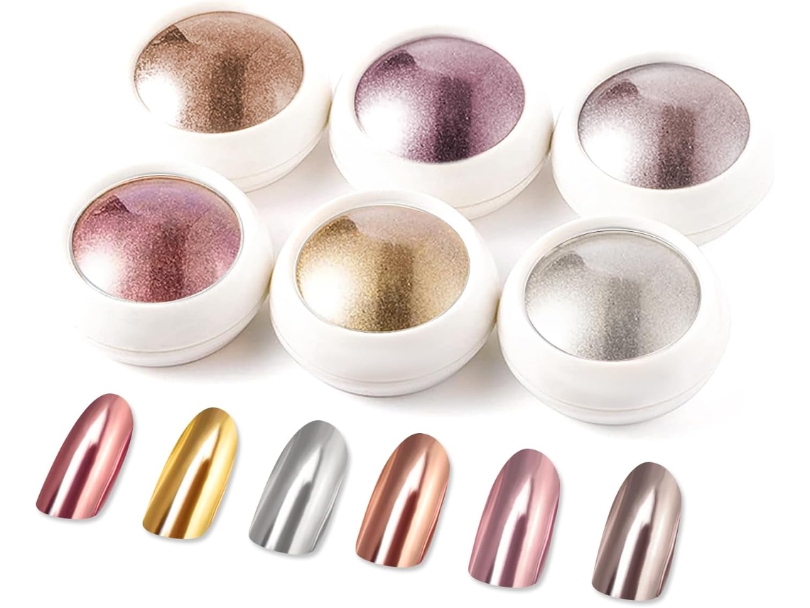 6 cajas de esmalte oro rosa - Efecto espejo cromado - Brillo metálico - Pintura cromada - Con purpurina