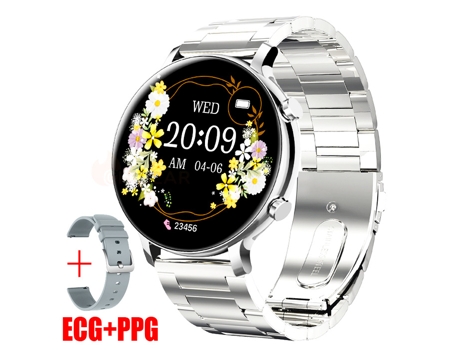 SHAH ARPAN HW36 ECGPPG Bluetooth Call Reloj inteligente con correa de acero inoxidable, acero plateado