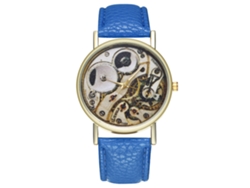Reloj De Pulsera Unisex De Cuarzo Zhoulianfa Con Correa De Cuero Sintético Azul.