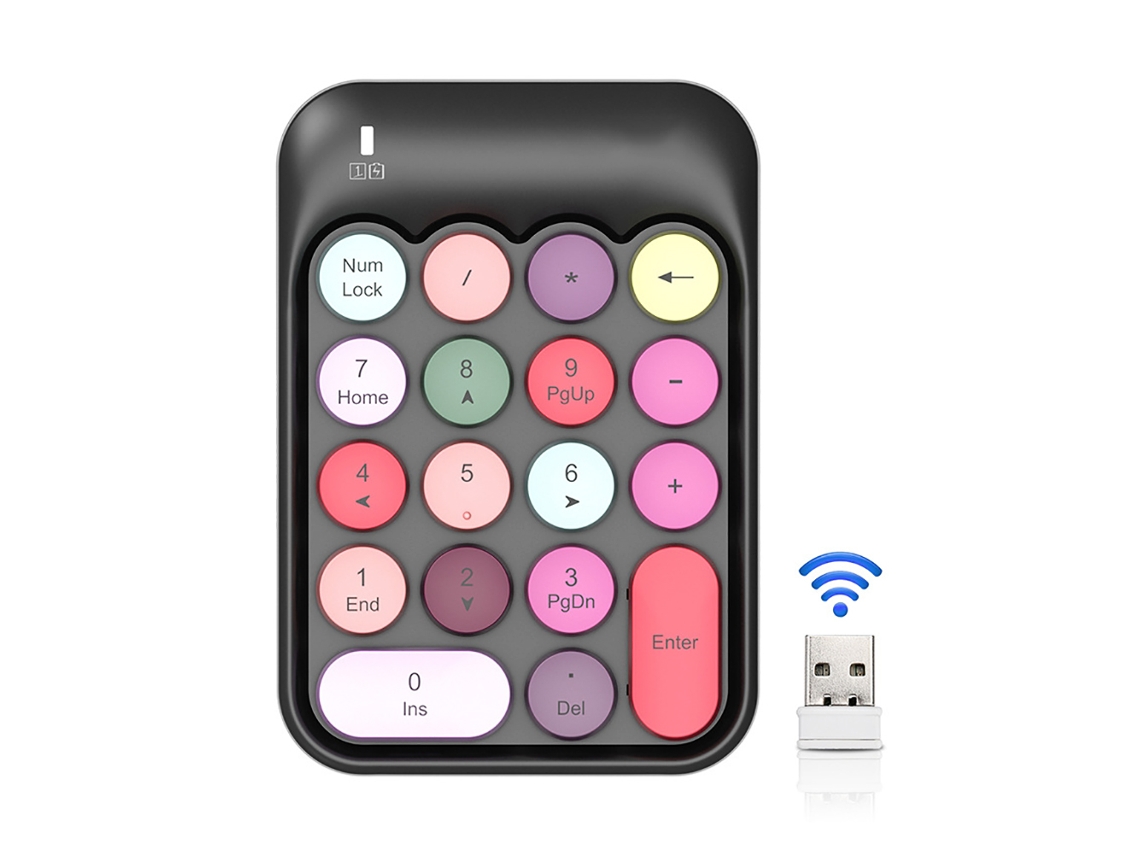 Teclado Numérico Sem Fio Ak18 2.4g Mini Com 18 Teclas Redondas Layout Clássico Silencioso Usb