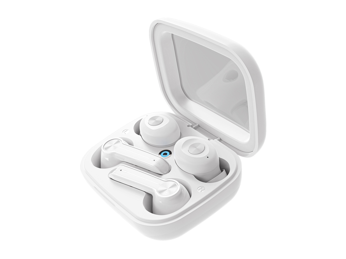 Mini auriculares Bluetooth, pantalla, indicador LED de batería, control táctil inteligente, sueño, trabajo, correr, ejercicio, blanco JIAPEI