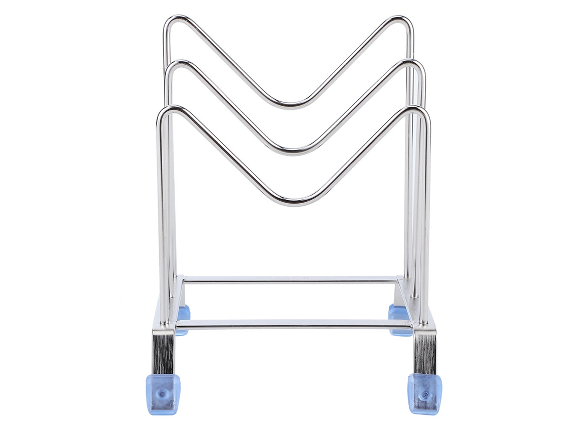 Estante de almacenamiento para tabla de cortar, plato, olla y tapa, organizador de cocina multifuncional.