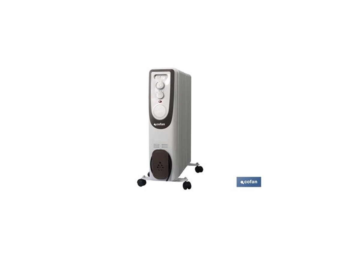 Radiador de aceite blanco ajustable de 2500 W con termostato ajustable y protección contra incendios/antivuelco Cofan