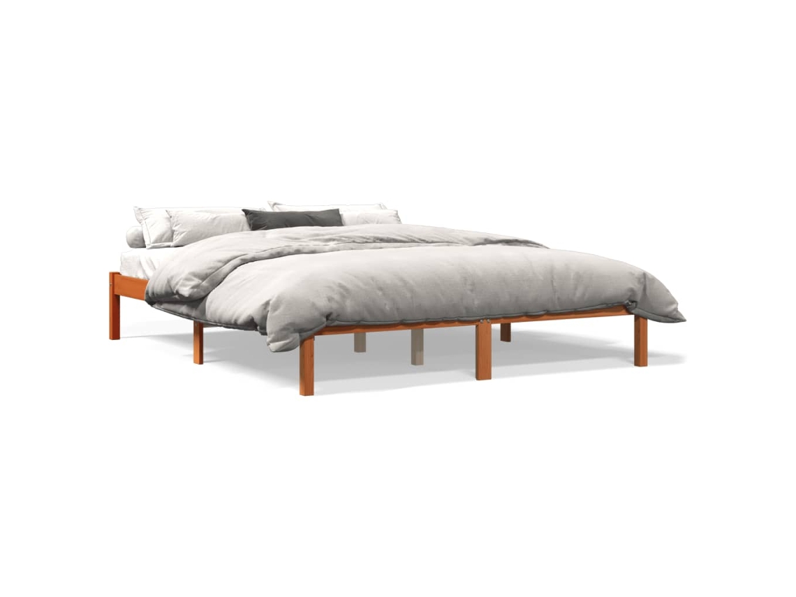 Maison Exclusive - Cama Sin Colchón Madera Maciza Pino Marrón Cera 150x200 Cm