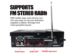 Amplificador De Áudio Hifi Mini 2ch Com Lcd Display Bt Fm Rádio Controle Remoto 12v/220v 600w Portátil Carro E Casa