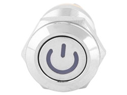 Botón LED amarillo resistente al agua, con reinicio automático.