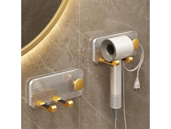 Soporte adhesivo de pared para secador de pelo, plástico universal, no requiere perforación, capacidad de carga máxima GOKOCO